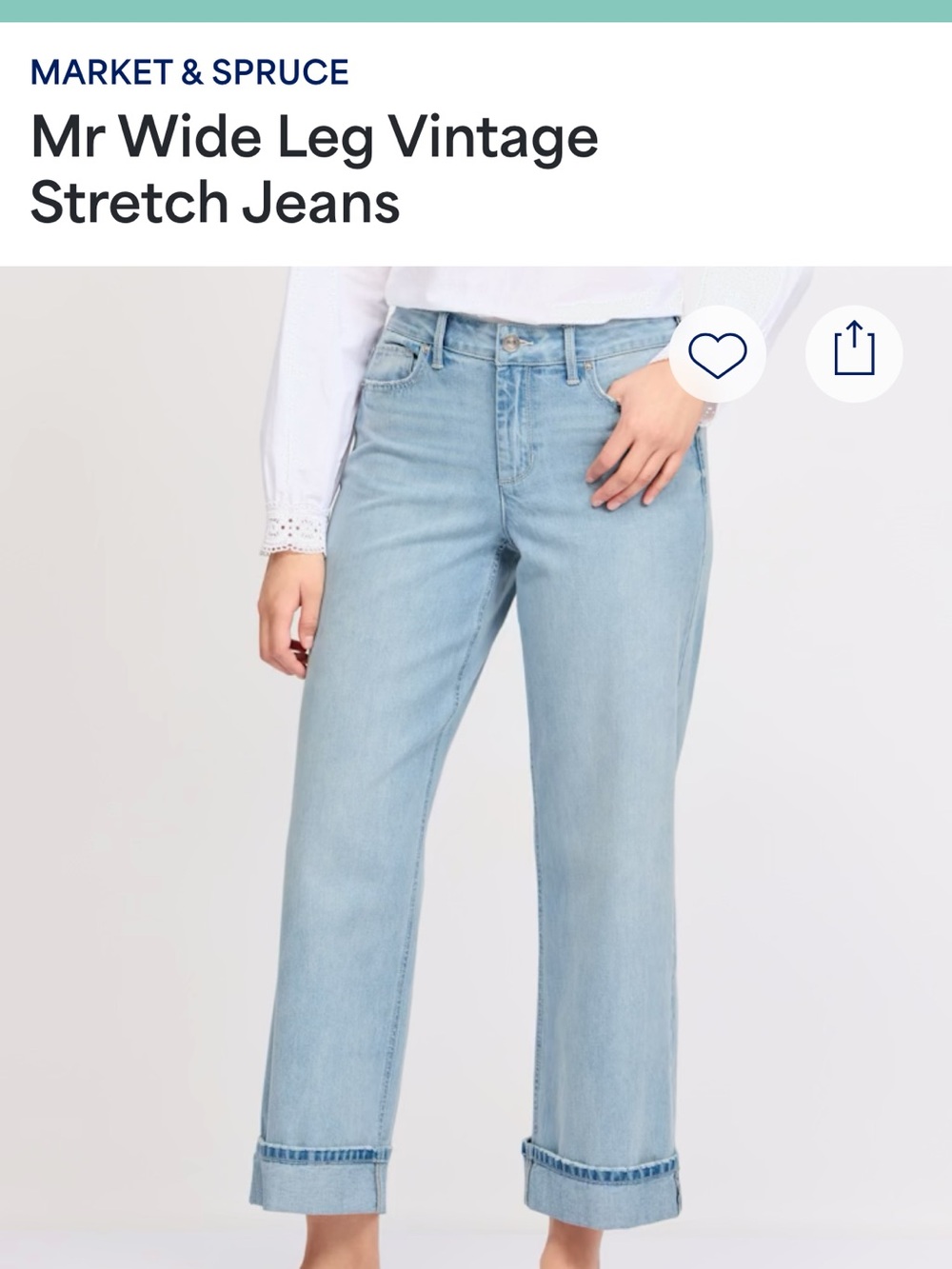 Market & Spruce Light Blue Wide Leg Stretch Jeans size 10 new no tags